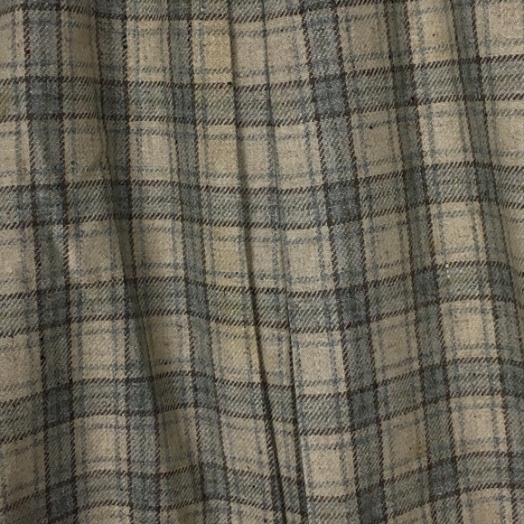 VINTAGE Midi Skirt Wool Plaid Lady Thomson Neutral Minimalist Tartan Size 10 - Picture 13 of 16